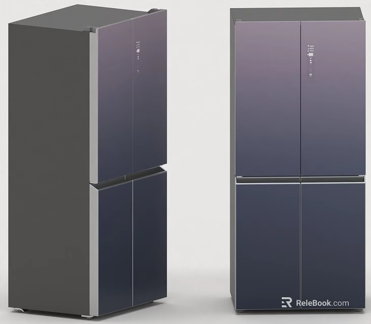 Modern Stylish Double Door Refrigerators As Daily Appliances With Sleek Design And Colors 3d model 
