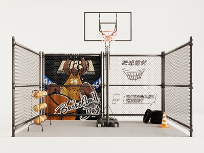 Basketball Court Small Basketball Court Sports Equipment Sports Facilities Basketball Rack Iron Net 3d model