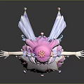 Elegant Pink Haired Princess Character In Frilly Dress With Crown White Stockings And Decorative Details
