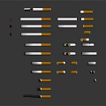 Scattered Cigarette Butts With Ash And Filters On Dark Surface