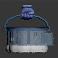 Industrial Interior Landscape With Blue Square Tiles Gray Walls White Pipes And Equipment