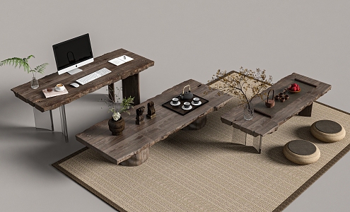 Qui Da Board Table Tea Table Office Writing Table 3d model