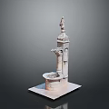 Classic Stone Fountain Ornament With Ornamental Statue Top And Circular Basin Base