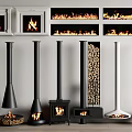 Modern Fireplace Collection Featuring Freestanding Designs Flames Wood Logs And Black White Styles