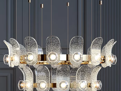 Modern Crystal Chandelier With Gold Metal Frame And Layered Glass Design 3d model