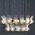 Modern Crystal Chandelier With Gold Metal Frame And Layered Glass Design