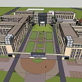 modern school campus building planning 3d model
