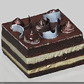 Delicious Square Chocolate Cream Cake with Multiple Layers and Decorative Chocolate Toppings