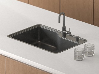 Modern dish washing basin sink 3d model