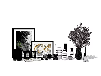Elegant Decorative Ornament Collection with Framed Prints Vases and Botanical Plants for Modern Home Styling 3d model