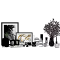 Elegant Decorative Ornament Collection with Framed Prints Vases and Botanical Plants for Modern Home Styling