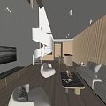Modern Hotel Guest Room With Wooden Ceiling Large Bed White Sheets Sofa And Wooden Flooring