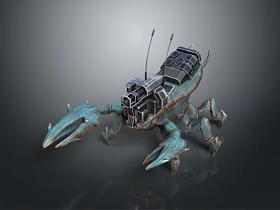 Futuristic Pilot And Mechanical Crab With Antennas Cockpit And Clawed Legs 3d model