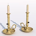 Two Brass Candle Holders with Decorative Curved Arms and Stable Base for Home Decoration
