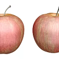 Two Fresh Red Apples With Natural Texture And Green Stem Close Up View