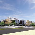 Modern Connected Building Complex With Green Roofs Lush Lawns And Roads