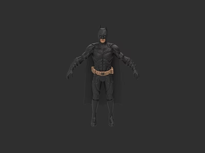 Batman Game And Movie Character 3D Model In Black Costume With Yellow Belt Standing Pose 3d model