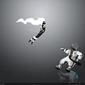 Astronaut In White Spacesuit Interacting With Ethereal Figure And White Flowing Scarf On Reflective Surface