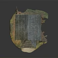 Cartoon Scene Of Rustic Log Cabin With Tiled Roof And Wooden Door
