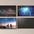 55 Inch TV Showcasing Dune Scenes Tech Graphics Starry Skies With Sleek Black Design