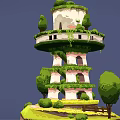 Ivy Covered Multi Story Tower With Windows And Greenery Surrounded by Trees and Grass