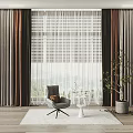Modern Curtain Window Screen 3d model