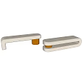 Modern Beige Public Chair With Curved Structure And Brown Support Bases