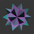 Vibrant Geometric Sculpture With Turquoise Pink Sharp Facets And Glittering Surface