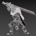 Man In Medieval Steel Armor Wielding Large Sword In Battle Stance