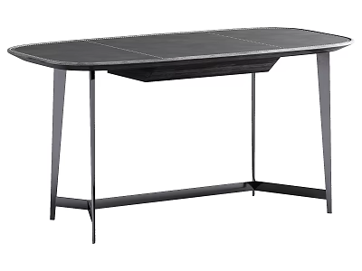 Modern Black Office Desk With Sleek Wooden Top And Metal Legs Design 3d model