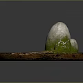 Wooden Circular Base With Mossy Stone Rocks And Natural Wave Texture 3d model