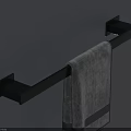 Modern Bathroom Accessories With Black Wall Mounted Towel Rack And Gray Towel