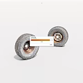 Two Old Worn Tires with Metal Rims on White Background