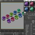 Colorful Gemstones Display Vibrant Purple Pink Green Blue Cyan Hues In Row With Sparkling Surfaces