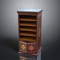 Functional Wooden Storage Cabinet with Multiple Shelves Ornate Carvings and Decorative Doors