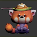 Cute Red Panda Plush Toy With Pancake Hat Honey And Fried Egg Spoon