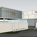 Modern Sales Office Building With Glass Curtain Wall And Minimalist Exterior Design