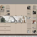 Elegant Modern Sideboard With Marble Countertop Glass Doors Drawers Cabinets And Lighting