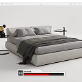 Modern Double Bed Interior Design With Light Gray Upholstery And Black Nightstands 3d model
