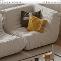 Cozy White Sofa With Gray And Yellow Throw Pillows Featuring Letter L Design 3d model