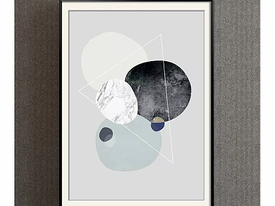 Modern Geometric Wall Decor Painting With Circles Triangle And Marble Texture 3d model