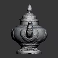 Ancient Silver Teapot With Intricate Carvings Dragon Handle Spout And Ornate Lid