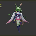 Game Anime Character With Pink Long Hair Rabbit Ears White Pink Outfit Flowing Sleeves And Boots