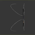 Dual Bladed Weapons With Blue Glowing Accents And Golden Handles Connected By Chain