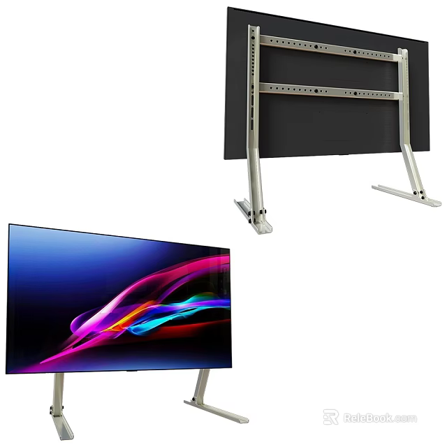 Modern Flat Screen TV With Stylish Stand And Vivid 3d model 
