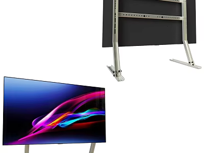Modern Flat Screen TV With Stylish Stand And Vivid 3d model
