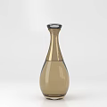 Brown Glass Decorative Bottle With Gold Accents And Black Lid For Home Decor