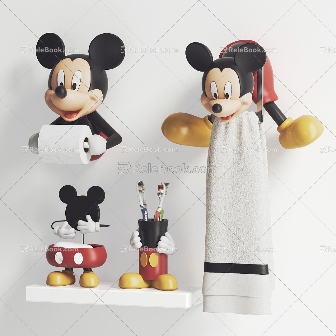 Mickey Bathroom Ornaments Cartoon Towel Rack Bathroom Ornaments 3d model