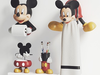 Mickey Bathroom Ornaments Cartoon Towel Rack Bathroom Ornaments 3d model