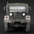 Military Utility Truck With Canvas Cover White Star Logo And Multiple Wheels